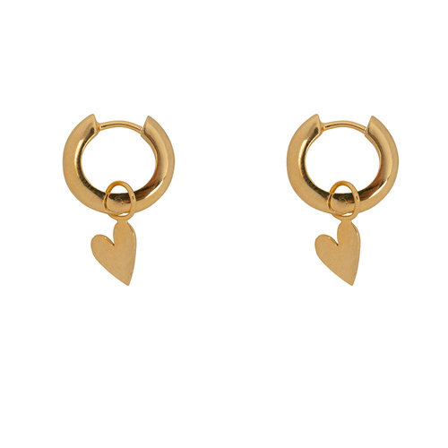 E2304 Silver Hammered Heart Small Thick Hoop Earring Silver