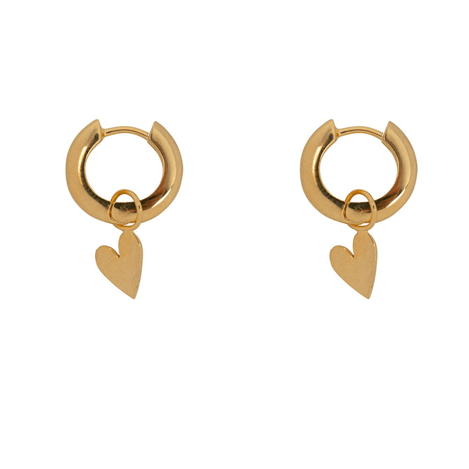 E2304 Silver Hammered Heart Small Thick Hoop Earring Silver