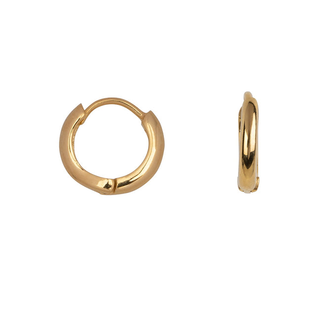E2305 Gold Plain Small Thick Hoop Earring Gold Plated v2