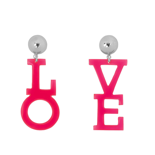 Neon Pink LOVE Stud Earring