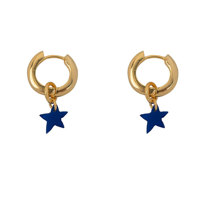 Thick Small Hoop with Star Earring Gold Plated KOBALT