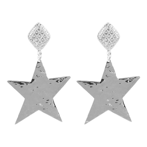 E2312 Silver Vintage Stud with Star Earring Silver