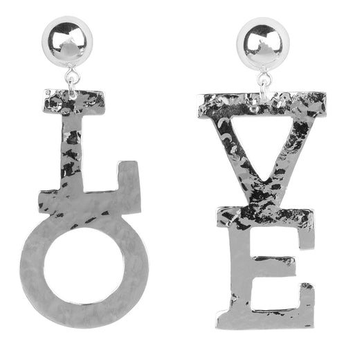 E2313 Silver LOVE Stud Earring Silver