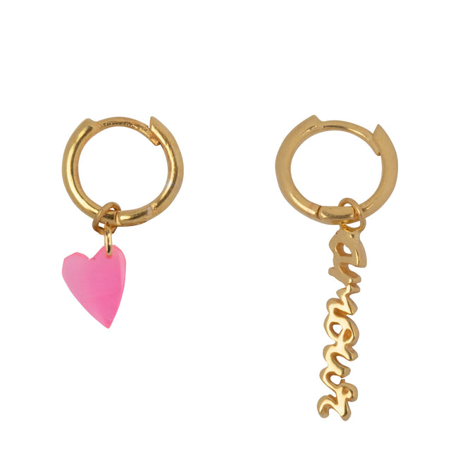 E2321 Gold Neon Pink Small Hoop Amour Earring Gold Plated