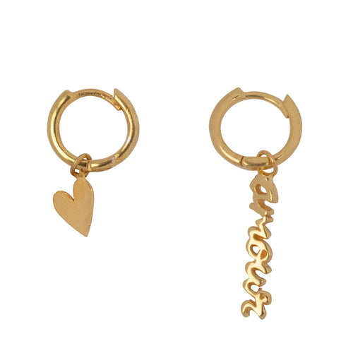 E2323 Gold Small Hoop Amour Earring Gold Plated