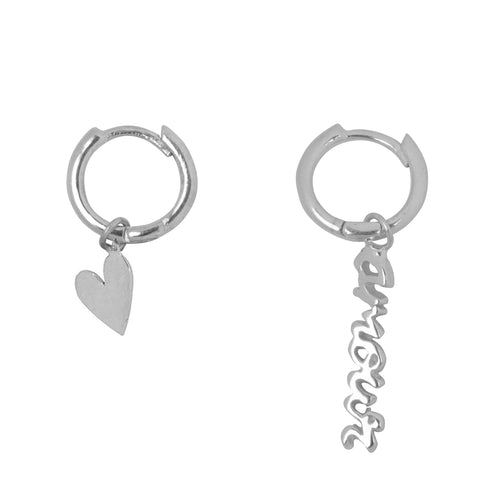 E2323 Silver Small Hoop Amour Earring Silver