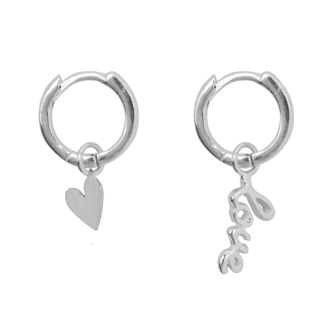 E2324 Silver Small Hoop Love Earring Silver