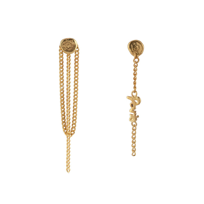 E2327 Gold Small Paris Stud Chain Earring Gold Plated