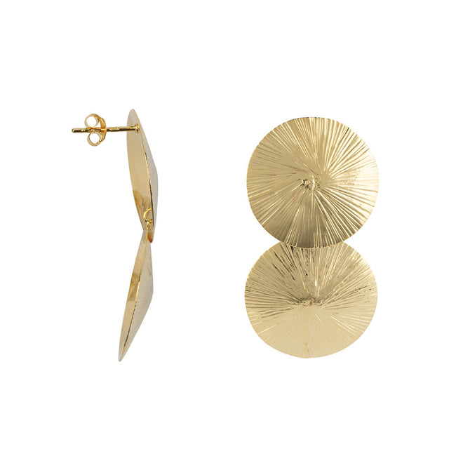Ribbed Double Full Moon Earring