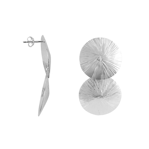 Ribbed Double Full Moon Earring