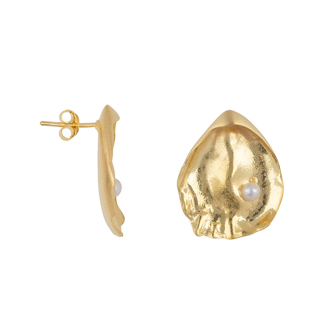 Large Oyster Stud Pearl Earring