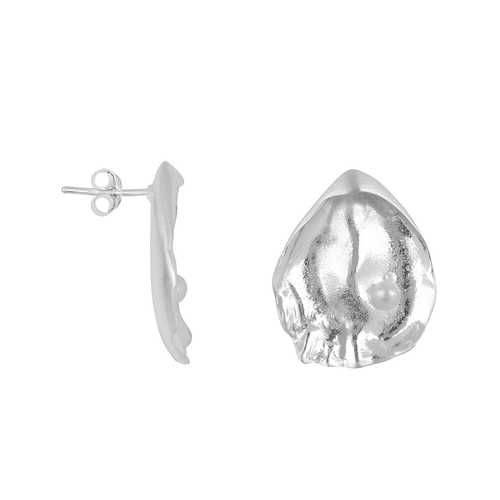 Large Oyster Stud Pearl Earring