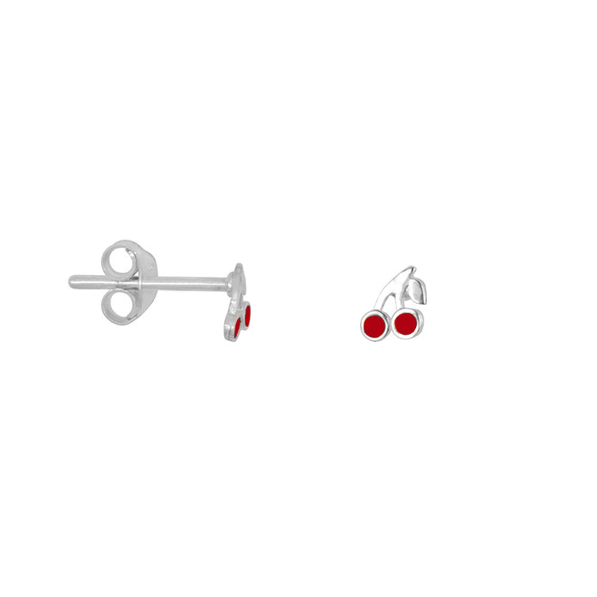 Mini Cherry Stud Earring Red