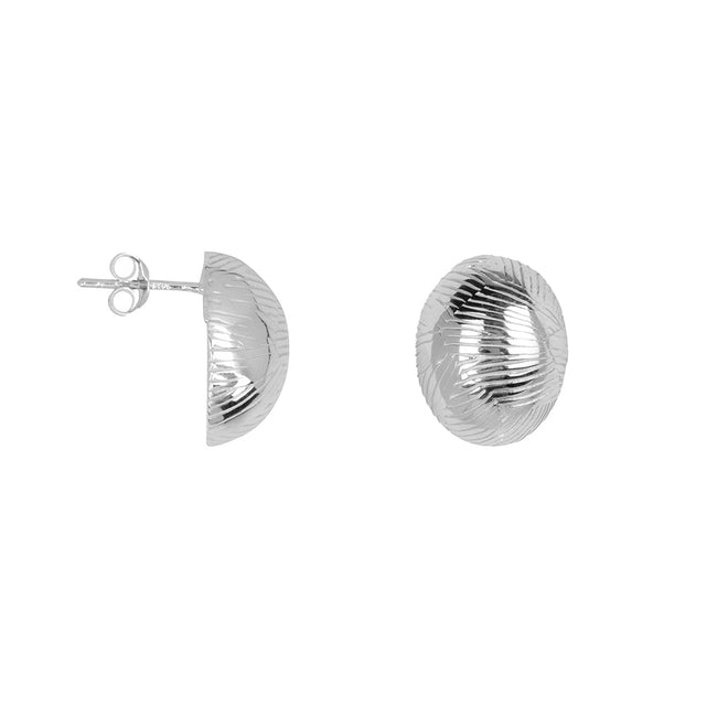 Oval Fine Rib Stud Earring