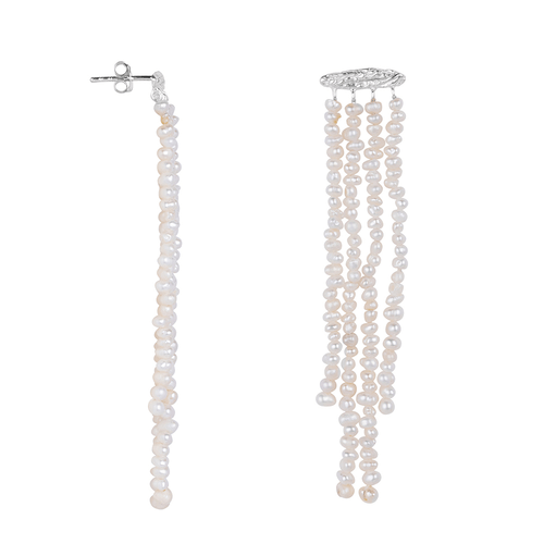 Hammered Drop Pearl Stud Earring