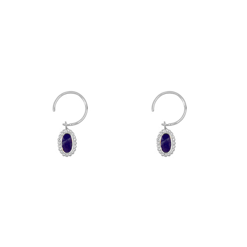 Oval Dotted Emaille Open Ring Earring Purple