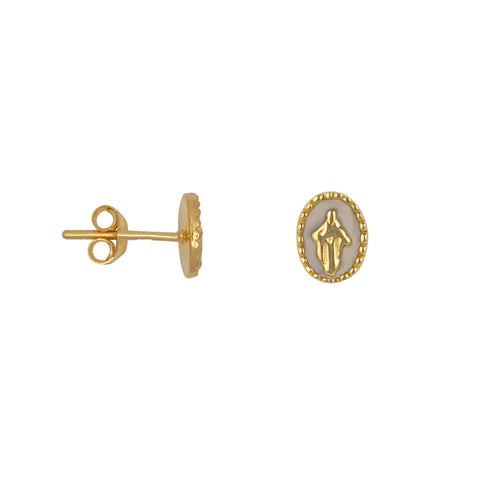 Maria Stud Emaille Earring Beige