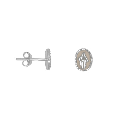 Maria Stud Emaille Earring Beige