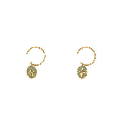 Maria Emaille Open Ring Earring Green