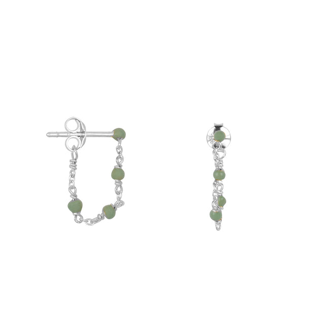 Balls Emaille Chain Stud Earring Green