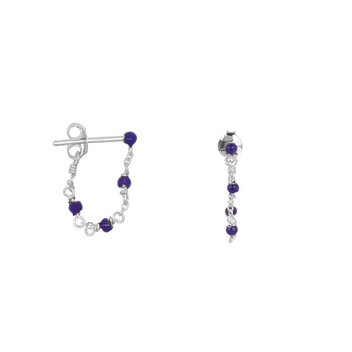 Balls Emaille Chain Stud Earring Purple