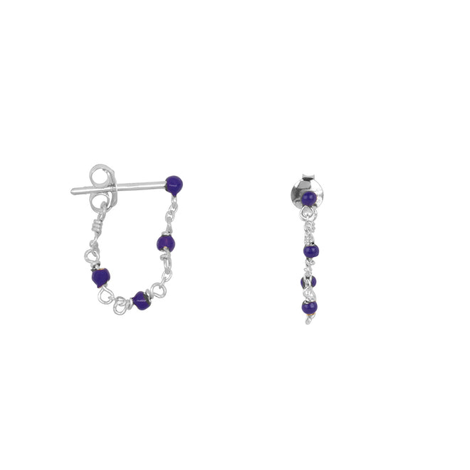 Balls Emaille Chain Stud Earring Purple