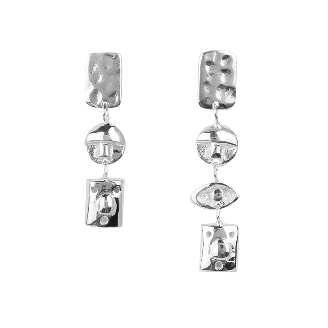 Asymmetric Three and Four Totem Stud Earring