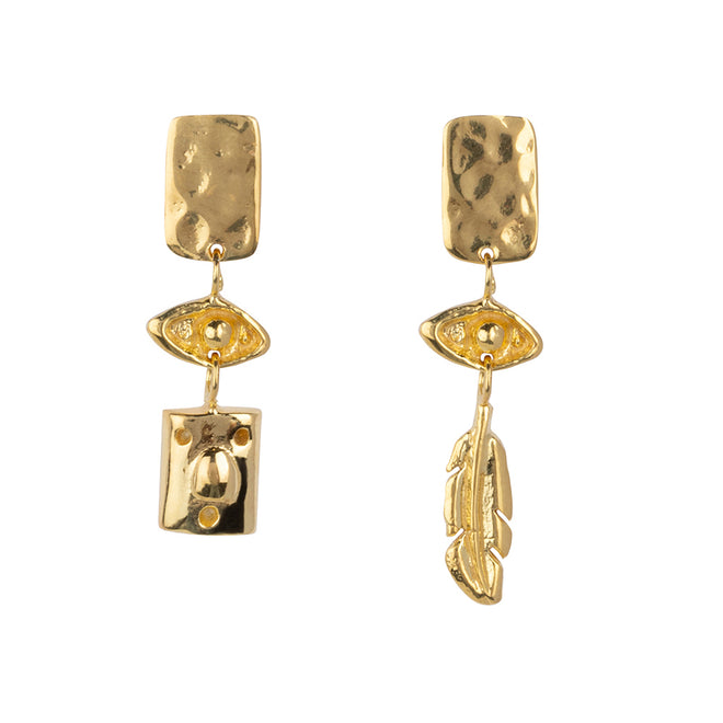 Asymmetric Three Totem Stud Earring