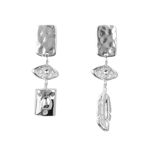 Asymmetric Three Totem Stud Earring