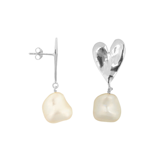 Big Heart Pearl Stud Earring