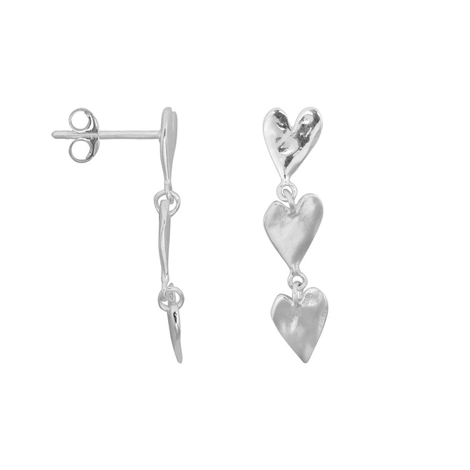 Medium Three Hearts Stud Earring