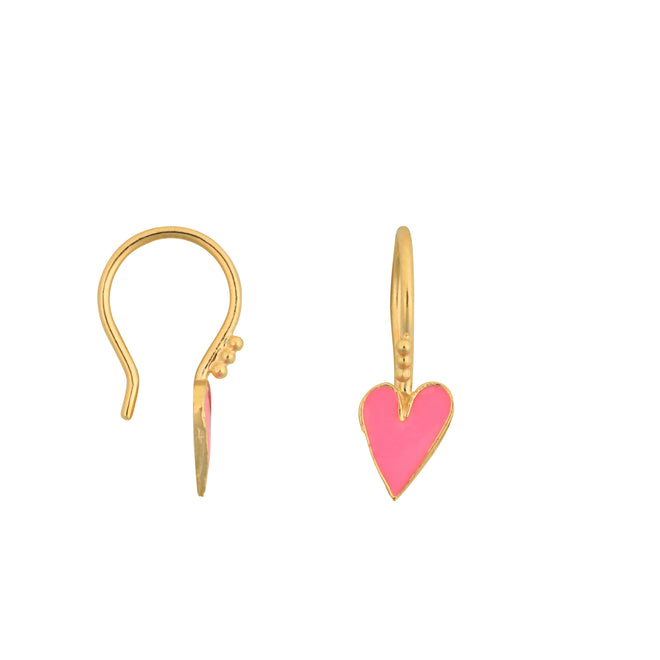 Medium One Heart Hook Earring Light Pink Enamel