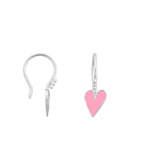 Medium One Heart Hook Earring Light Pink Enamel