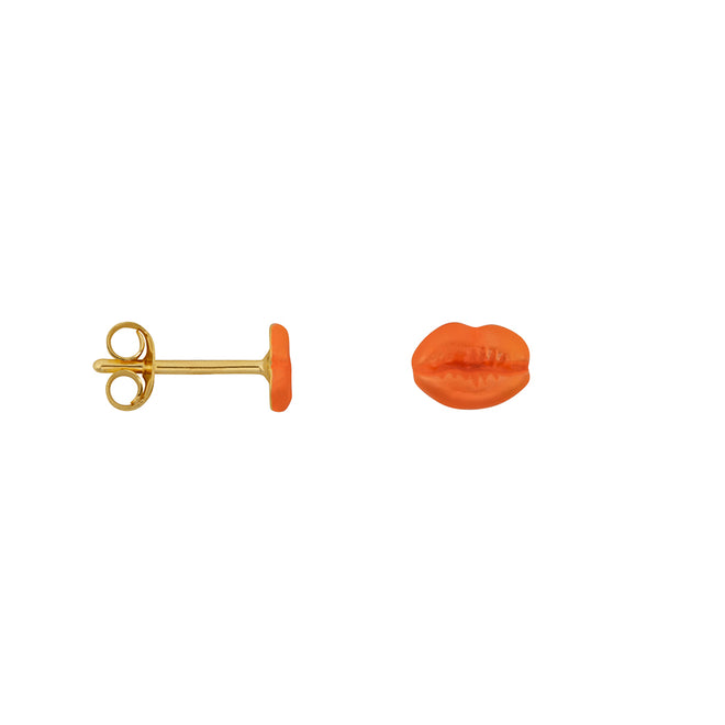 Lips Stud Earring Neon Coral Enamel