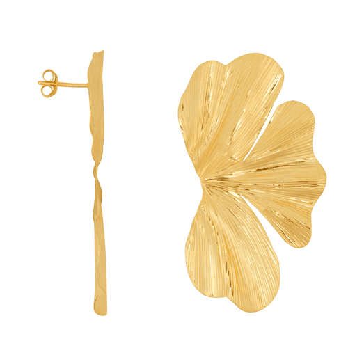 Big Half Ribbed Flower Stud Earring