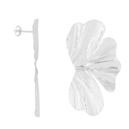 Big Half Ribbed Flower Stud Earring