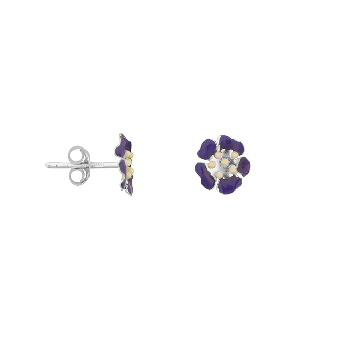 Medium Folded Flower Stud Earring Blue Enamel