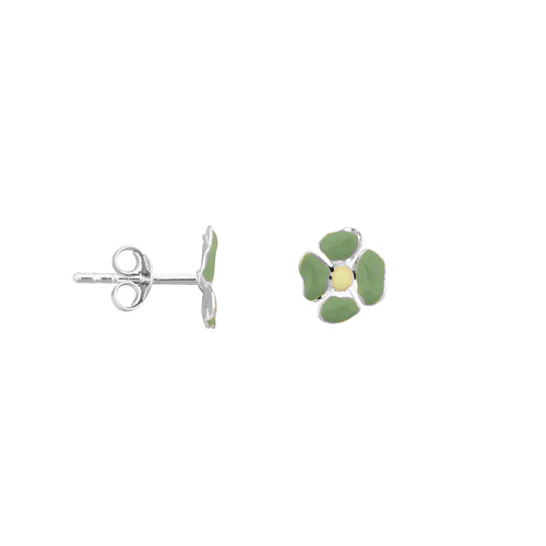 Medium Folded Clover Stud Earring Green Enamel