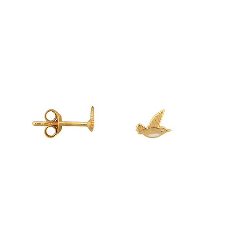 Mini Bird White Enamel Stud Earring