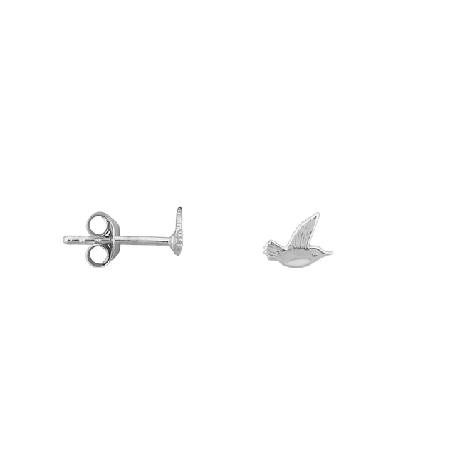 Mini Bird White Enamel Stud Earring