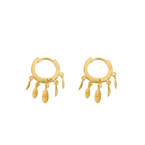 Small Ribbed 5 Coins Hoop Earring