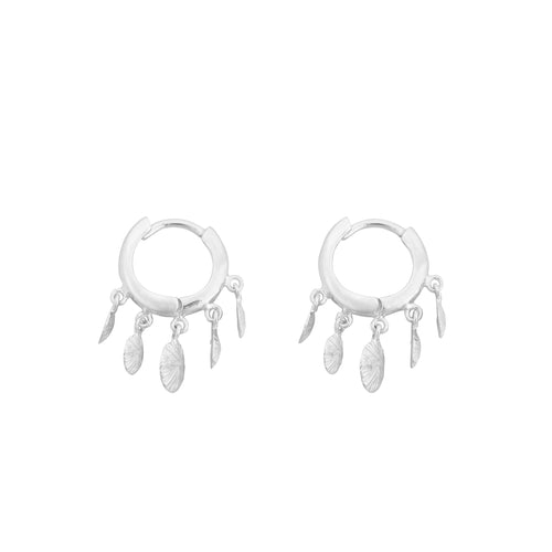 Small Ribbed 5 Coins Hoop Earring
