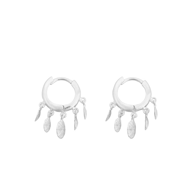 Small Ribbed 5 Coins Hoop Earring