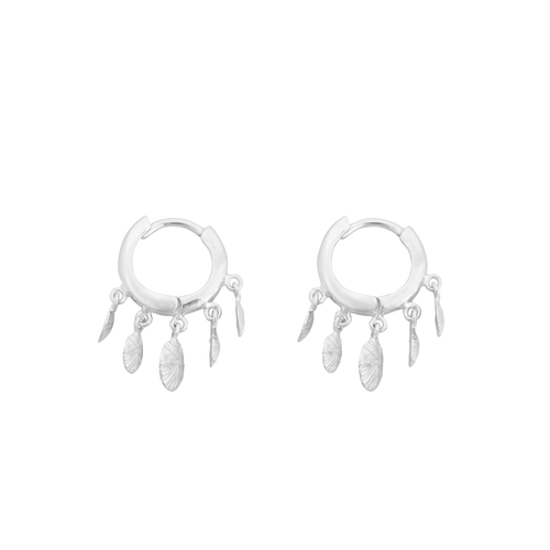Small Ribbed 5 Coins Hoop Earring