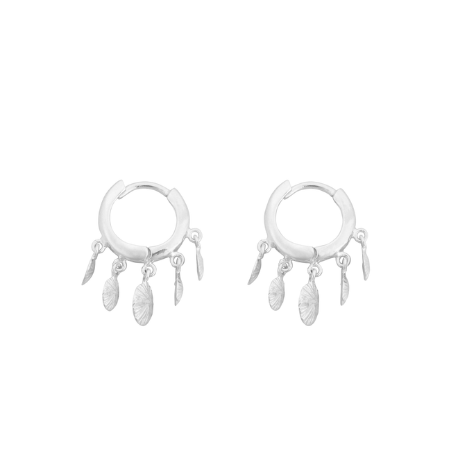 Small Ribbed 5 Coins Hoop Earring