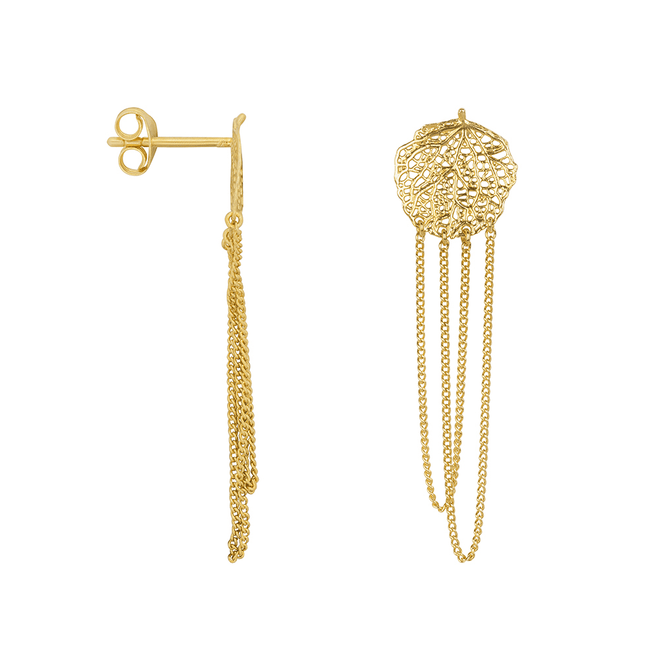Fine Coral Chain Stud Earring