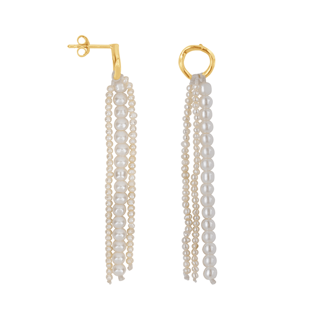 Circle Pearls Strings Stud Earring