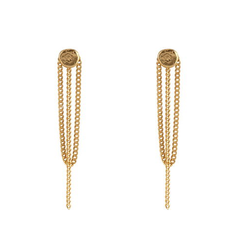Hammered Vintage Stud Chain Earring