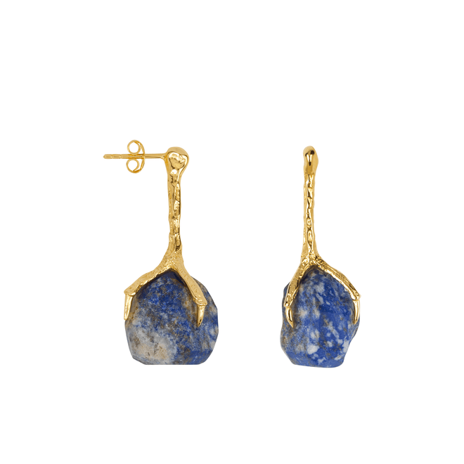 Claw Stud Lapiz Lazuli Earring (one piece)