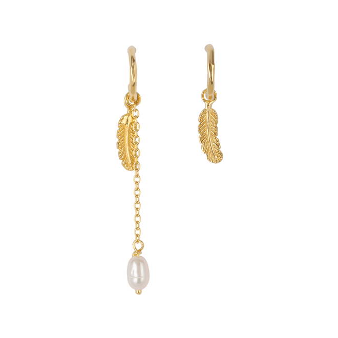 Little Feather Stud Hoop Earring